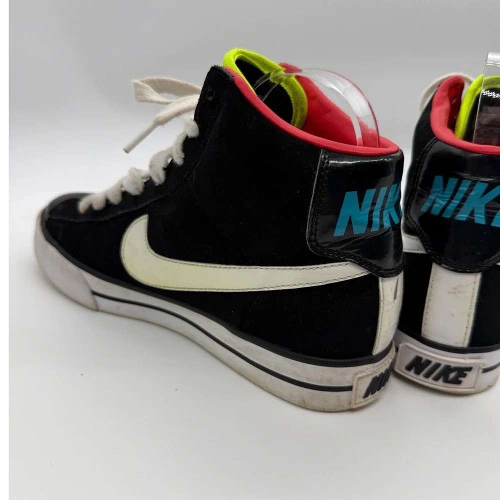 Nike Sweet Classic High Kids 5Y Black Neon Patent Leather Sneakers Athletic Shoe - Picture 3 of 9